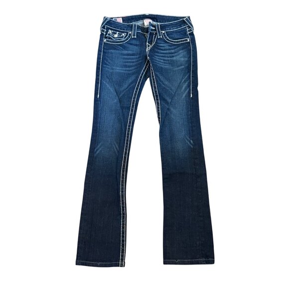 True Religion Dark Wash Women’s Bootcut Jeans Size 25 Denim Crystal Detail USA-M - Picture 2 of 9
